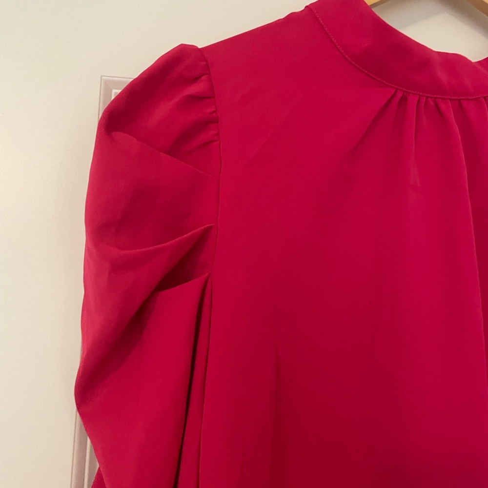 NWT Vici Hot Pink Women's Pink Blouse with Puff Sleeves - Picture 5 of 8